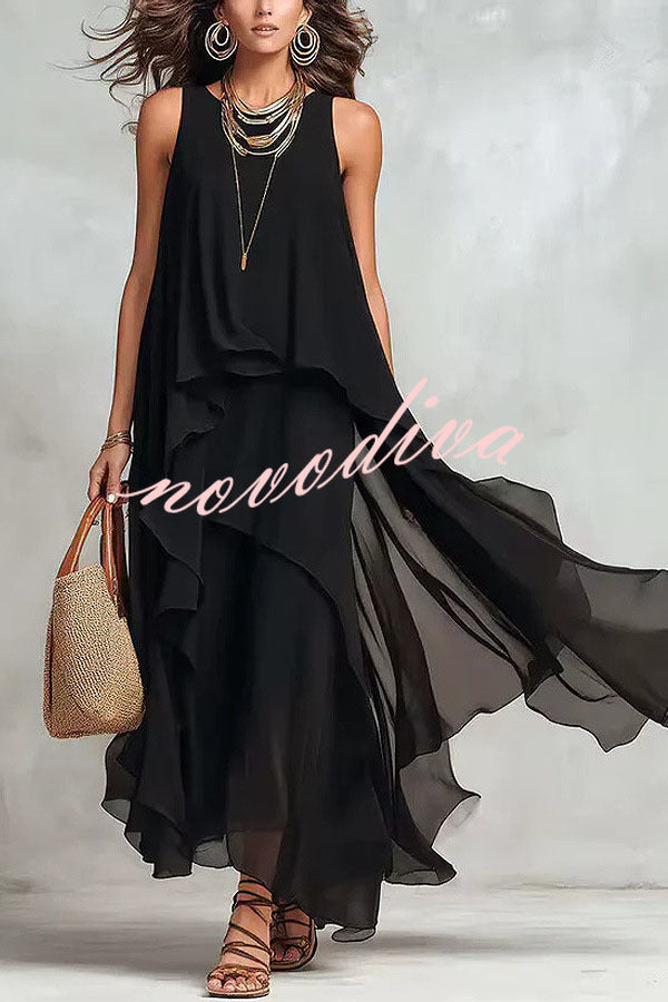 Ethereal Layered Ruffle Maxi Dress