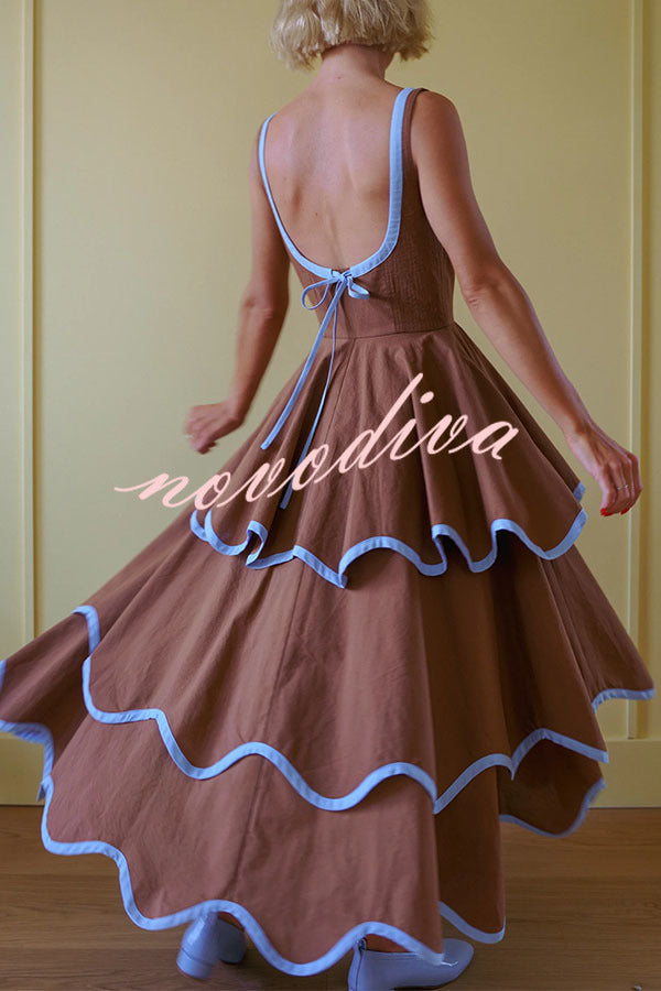 The Signature Scalloped Tiered Dress – Contrast Edged Maxi
