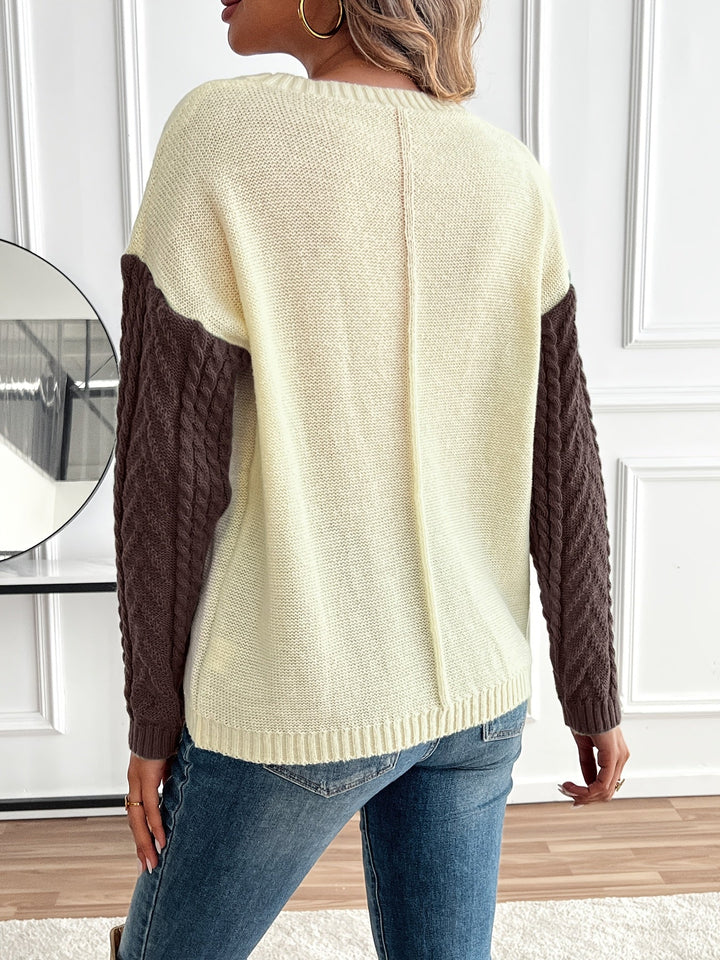 Maëlle - Pull Bicolore à Col Roulé