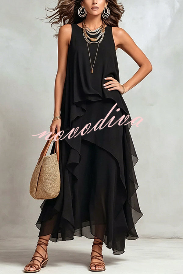 Ethereal Layered Ruffle Maxi Dress