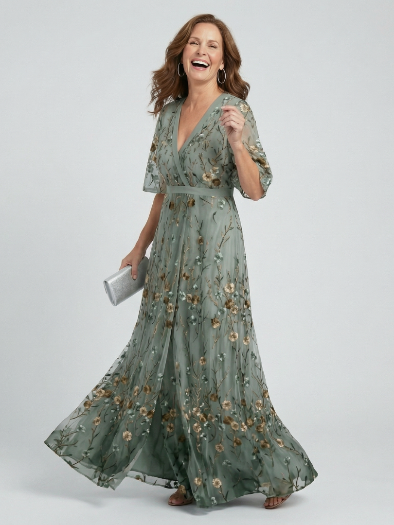 Selora™ | Robe maxi fluide à col licou fleuri