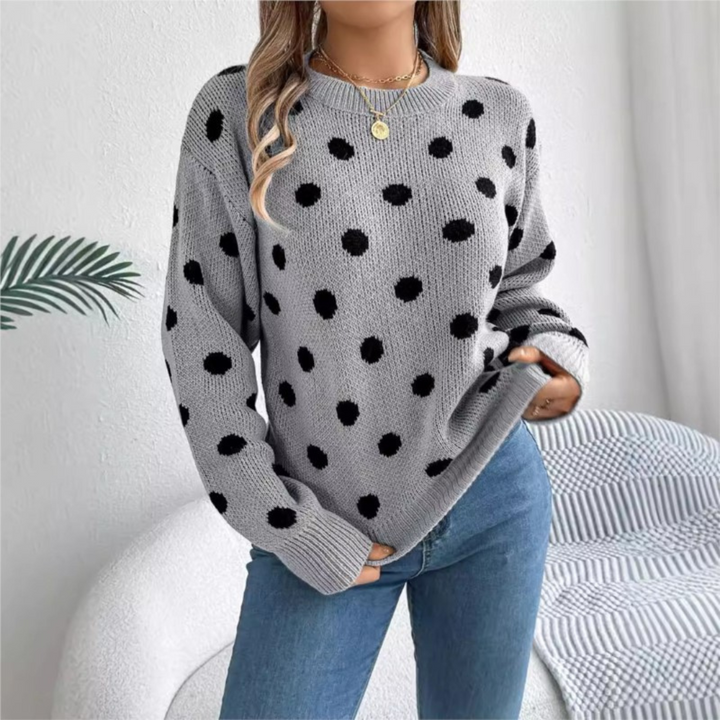 Maud - Pull Tricoté à Pois Élégant et Confortable