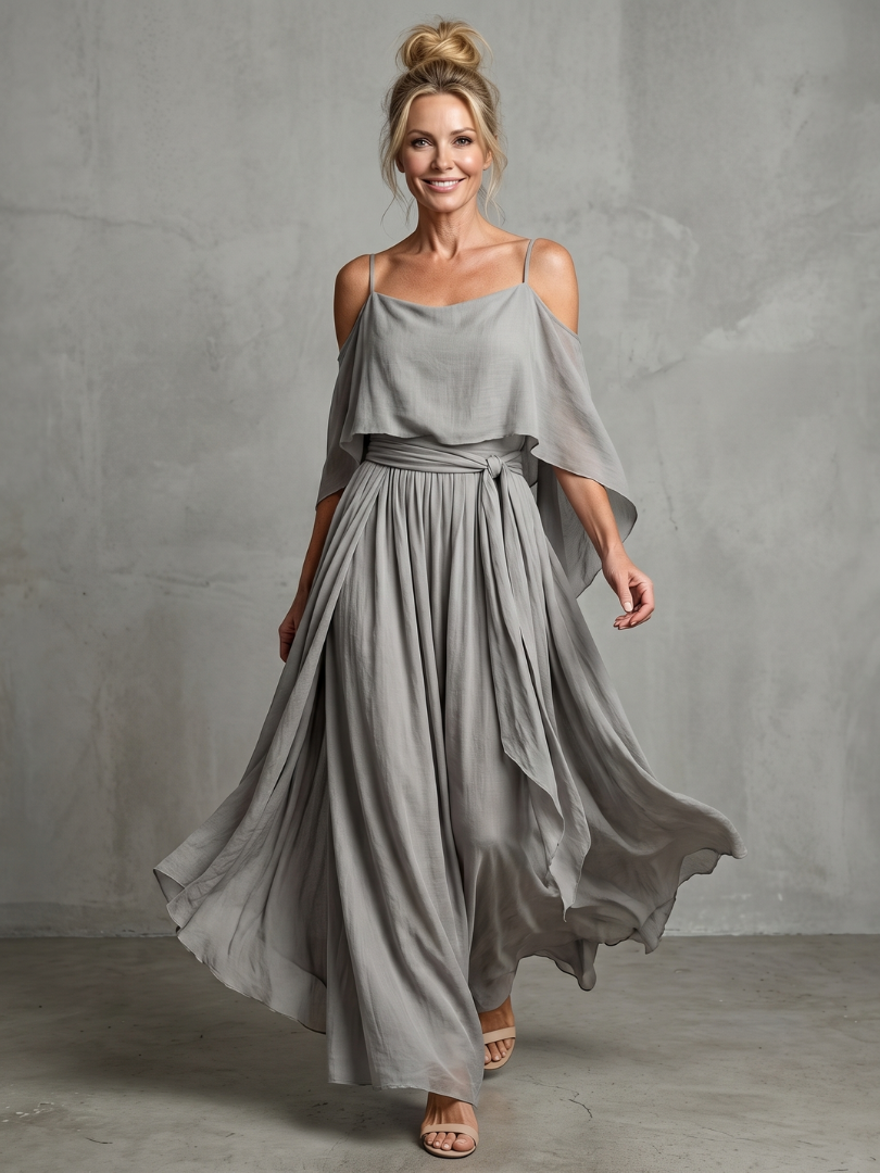 Marisol | Layered Drape Off-Shoulder Dress
