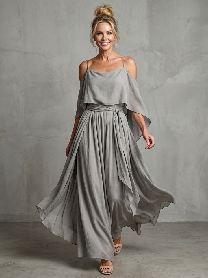 Marisol | Layered Drape Off-Shoulder Dress