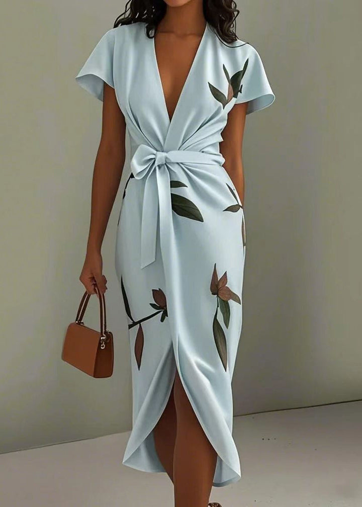 Élancia | Robe portefeuille florale à col V
