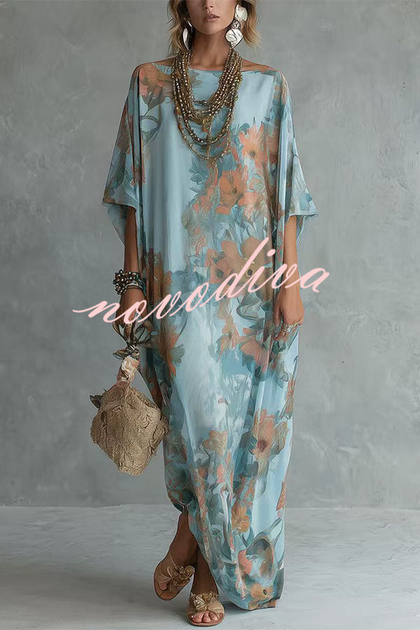 Boho Chic Floral Print Loose Fit Maxi Dress