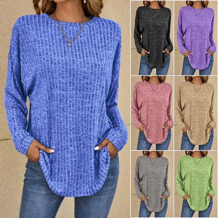 Jolene - Pull long à manches longues décontracté pour femme