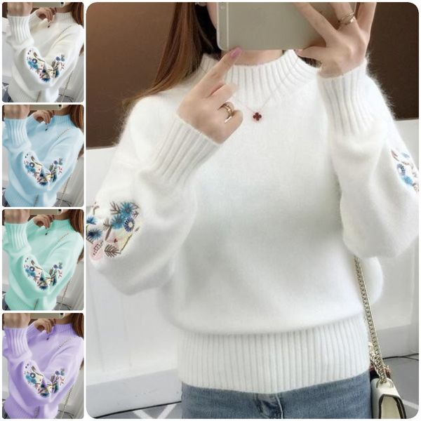 Andrée - Pull Brodé de Fleurs Épais