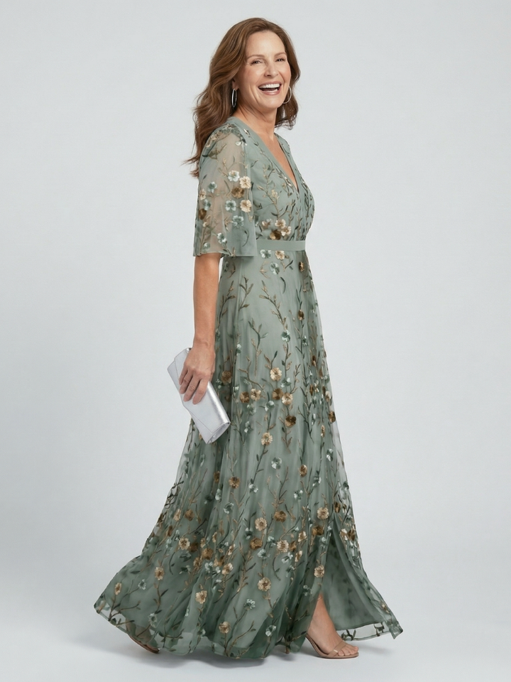 Selora™ | Robe maxi fluide à col licou fleuri