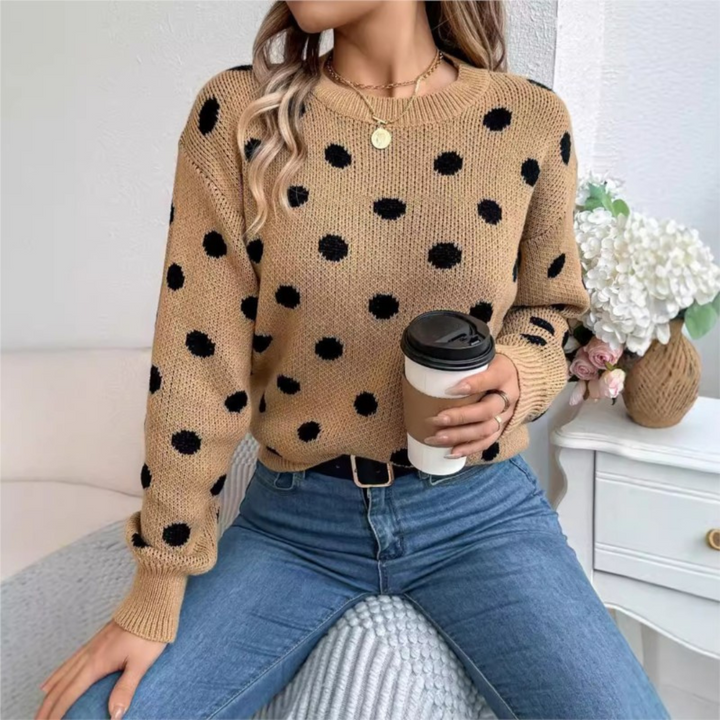 Maud - Pull Tricoté à Pois Élégant et Confortable