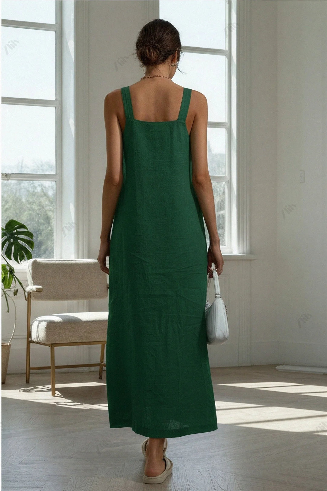French Cotton and Linen Midi Dress