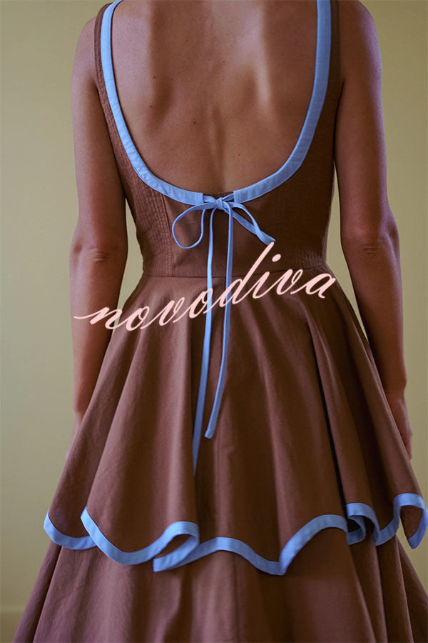 The Signature Scalloped Tiered Dress – Contrast Edged Maxi