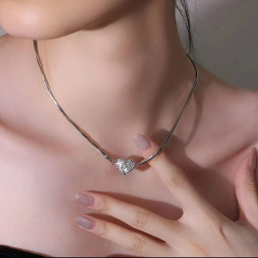 Tavionne - Collier Cœur Magnétique En Acier Inoxydable