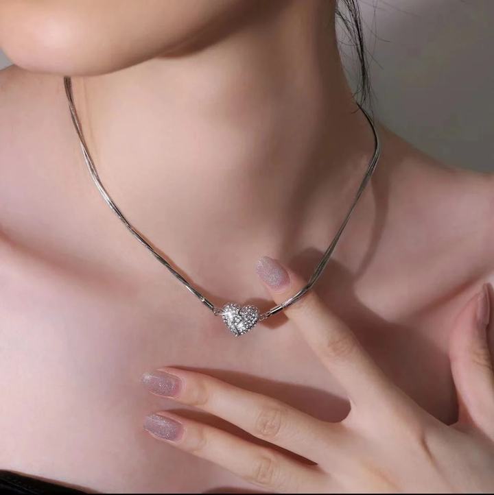 Tavionne - Collier Cœur Magnétique En Acier Inoxydable