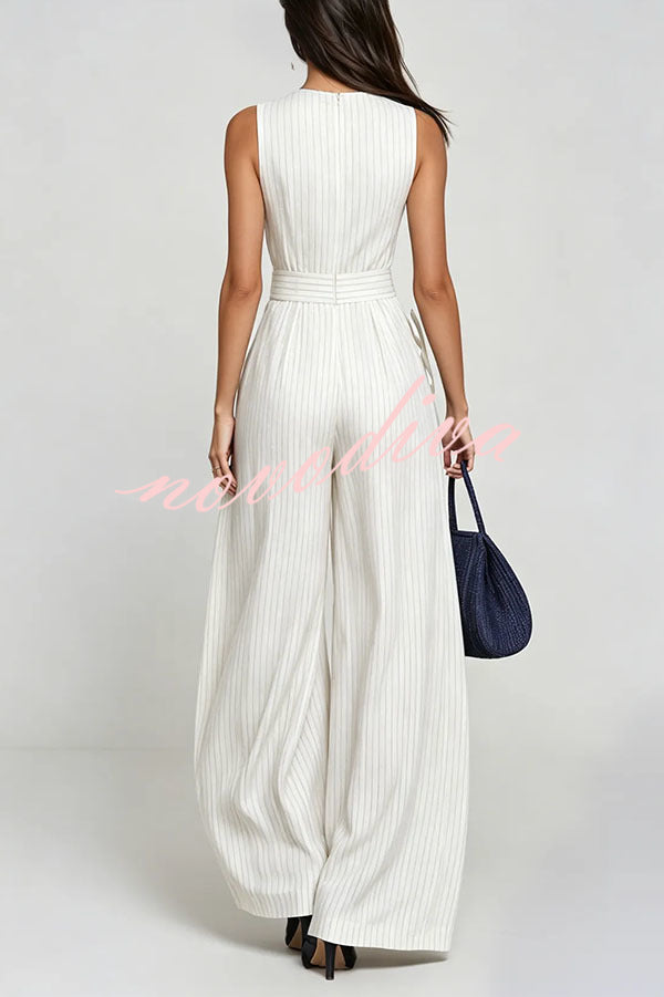 Hermanus Sleeveless Striped Wide Leg Jumpsuit