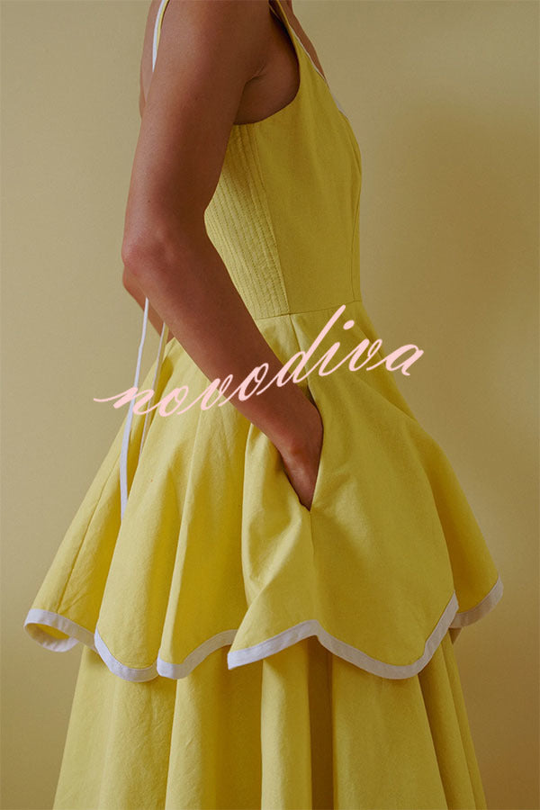 The Signature Scalloped Tiered Dress – Contrast Edged Maxi