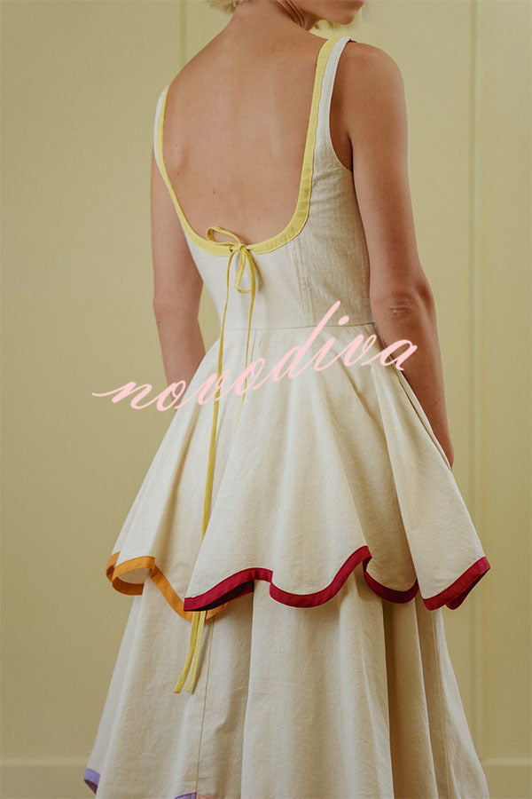 The Signature Scalloped Tiered Dress – Contrast Edged Maxi