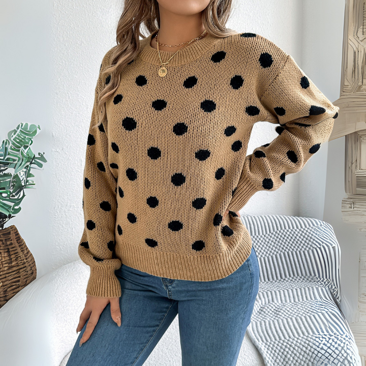 Maud - Pull Tricoté à Pois Élégant et Confortable