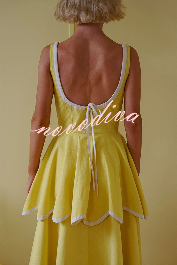 The Signature Scalloped Tiered Dress – Contrast Edged Maxi