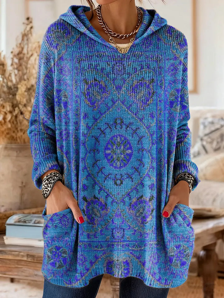 Hynessa - Tunique femme à capuche imprimée coupe ample style décontracté moderne