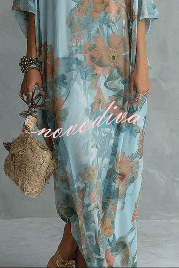Boho Chic Floral Print Loose Fit Maxi Dress