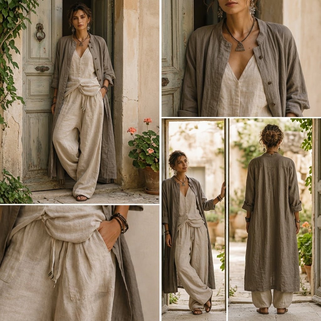 Boema™ | Ensemble bohème 3 pièces en coton et lin