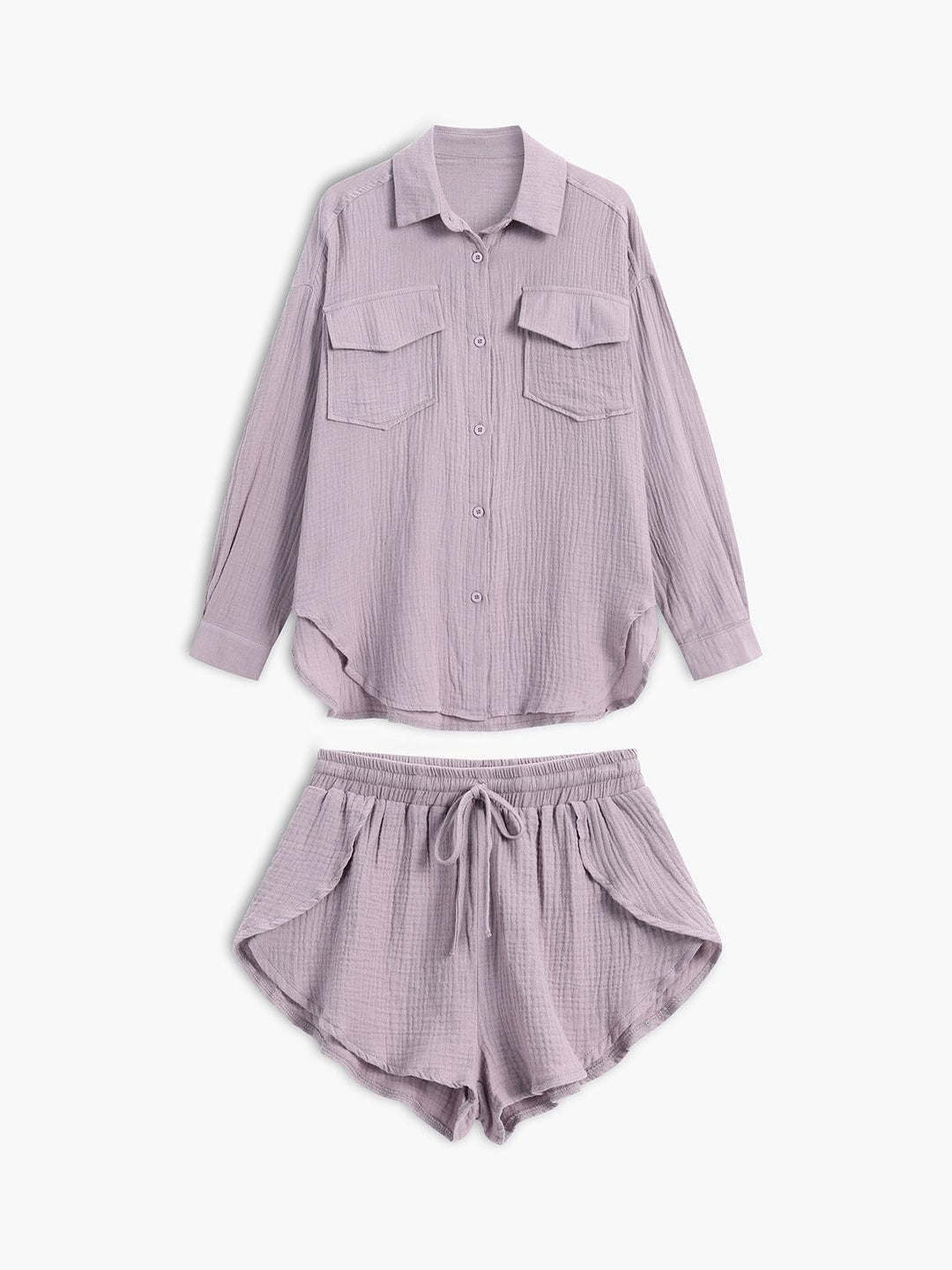 Minimalist Collared Two Piece Shorts Set
