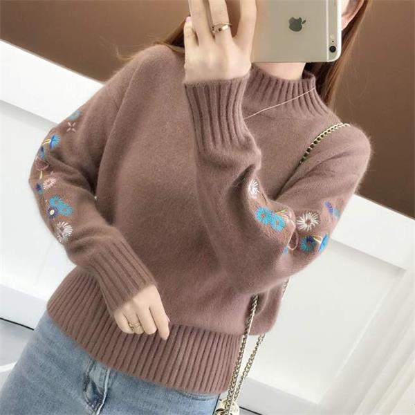 Andrée - Pull Brodé de Fleurs Épais