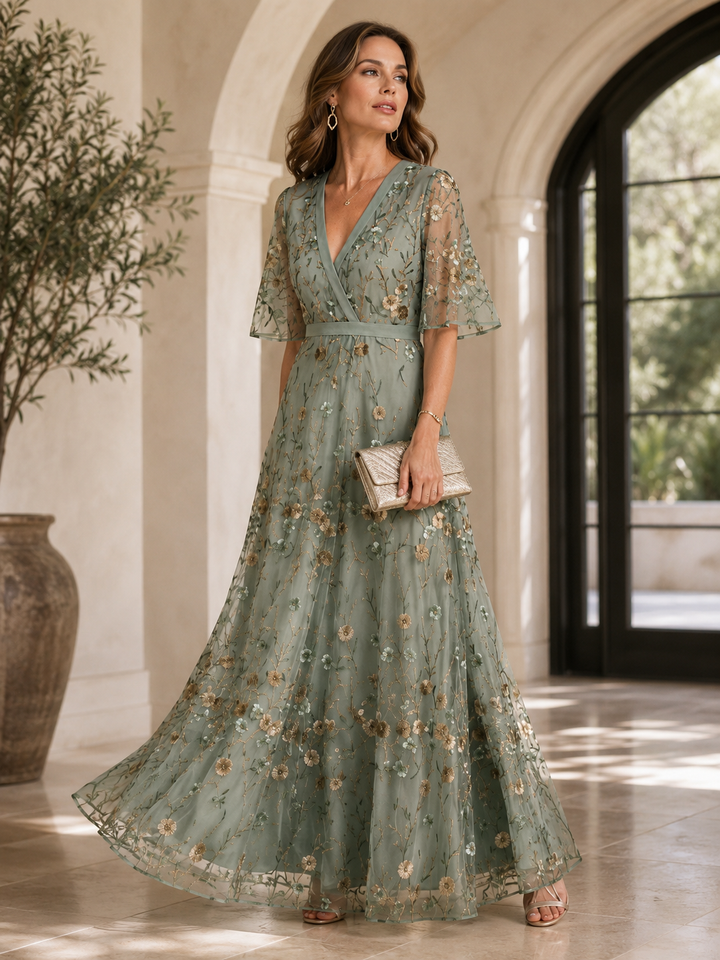 Selora™ | Robe maxi fluide à col licou fleuri