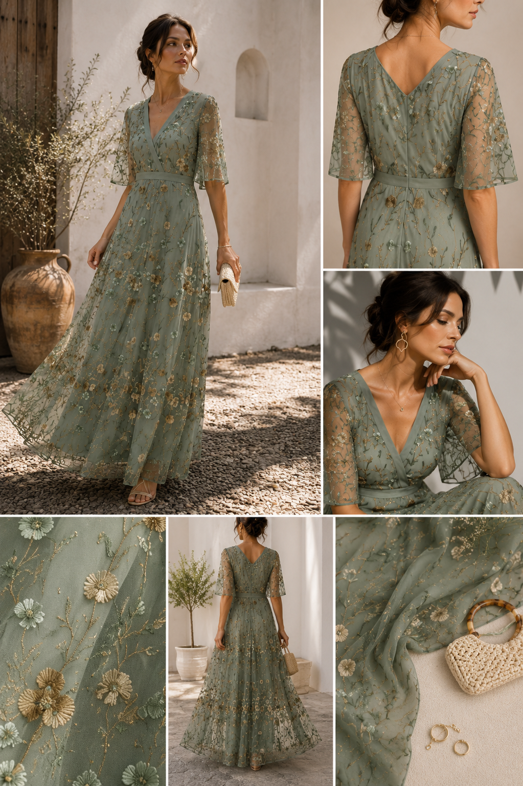 Selora™ | Robe maxi fluide à col licou fleuri