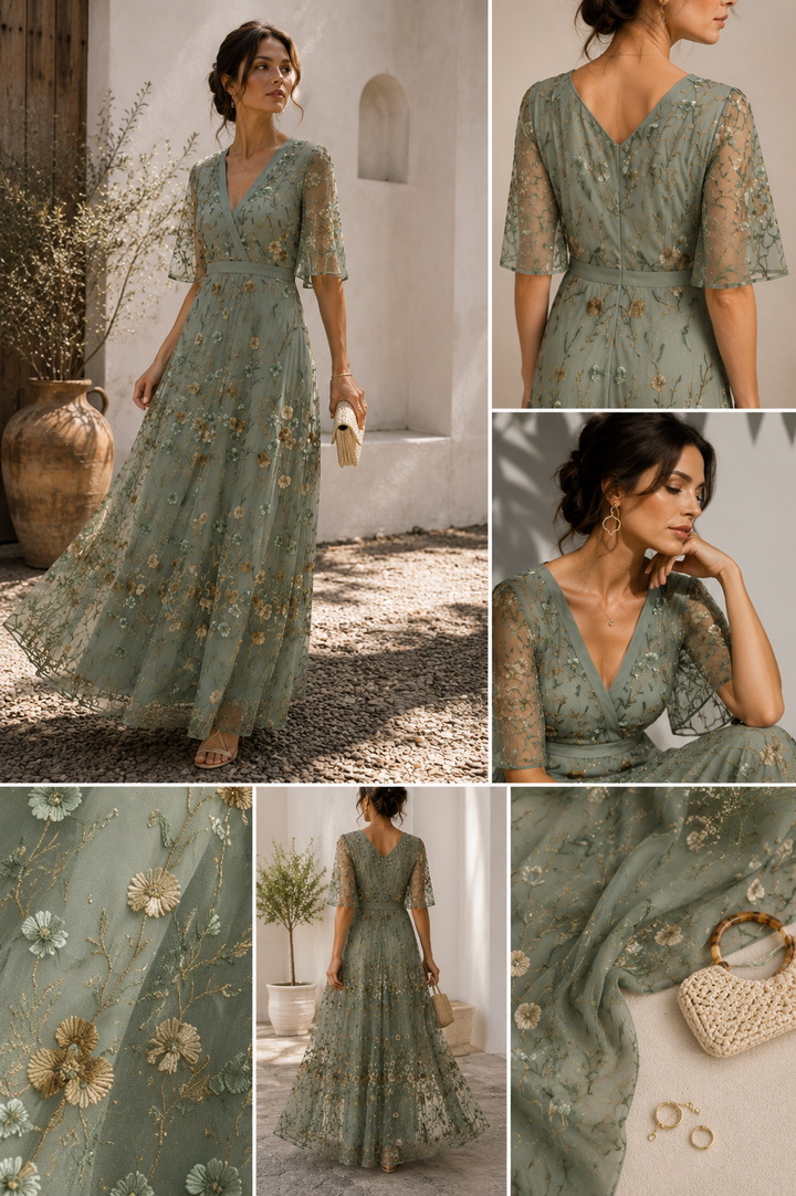 Selora™ | Robe maxi fluide à col licou fleuri