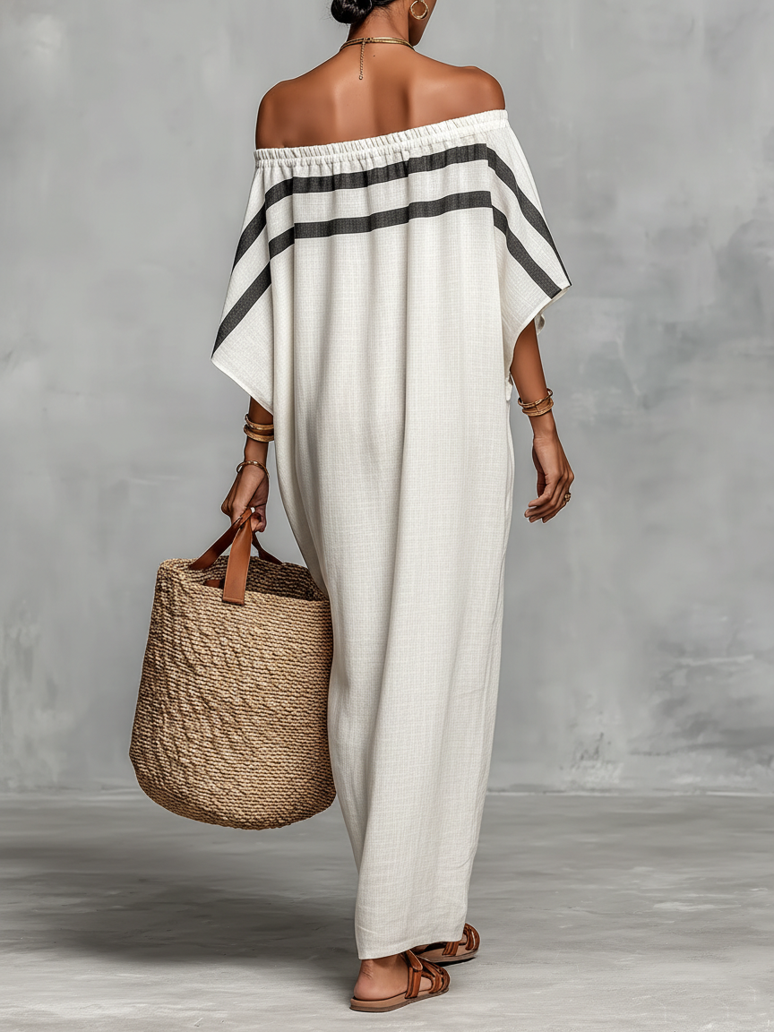 Santorini Resort Off-shoulder Maxi Dress