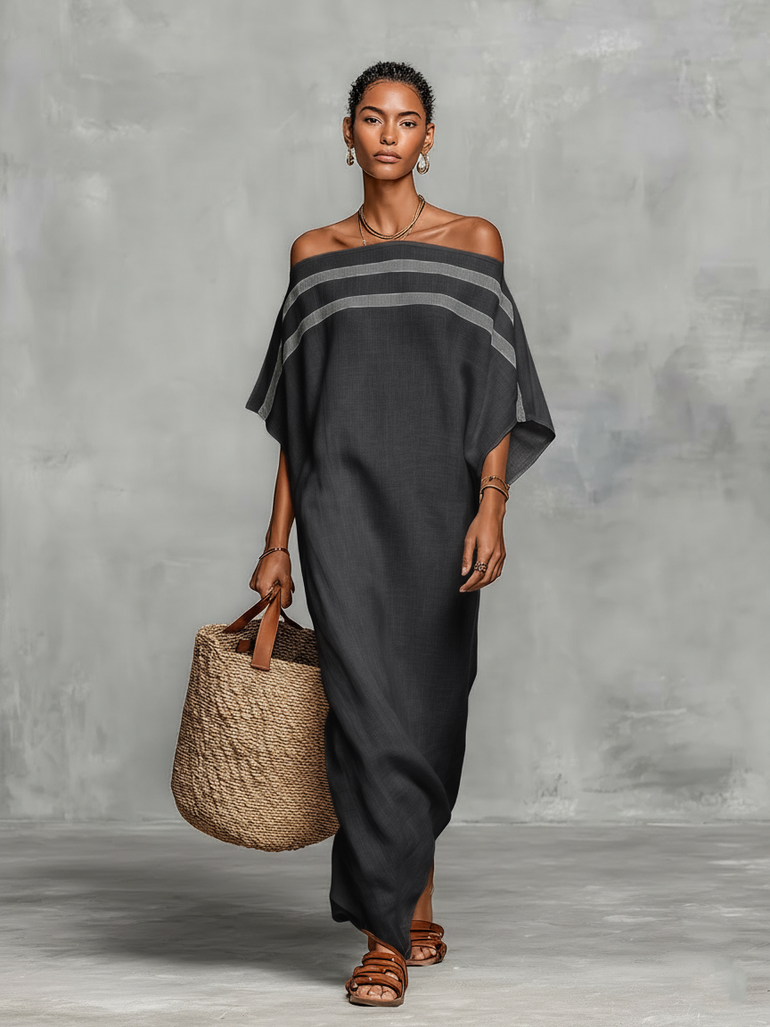 Santorini Resort Off-shoulder Maxi Dress