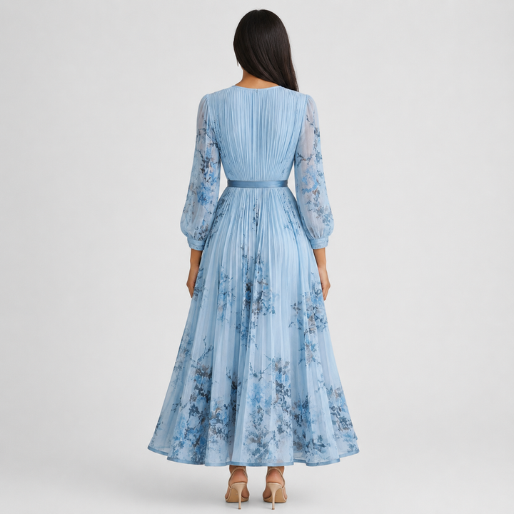 Isabelle | Elegant Pleated V-Neck Midi Dress Women Summer Flowy