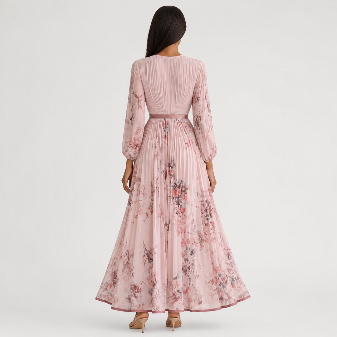 Isabelle | Elegant Pleated V-Neck Midi Dress Women Summer Flowy
