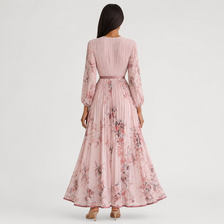 Isabelle | Elegant Pleated V-Neck Midi Dress Women Summer Flowy