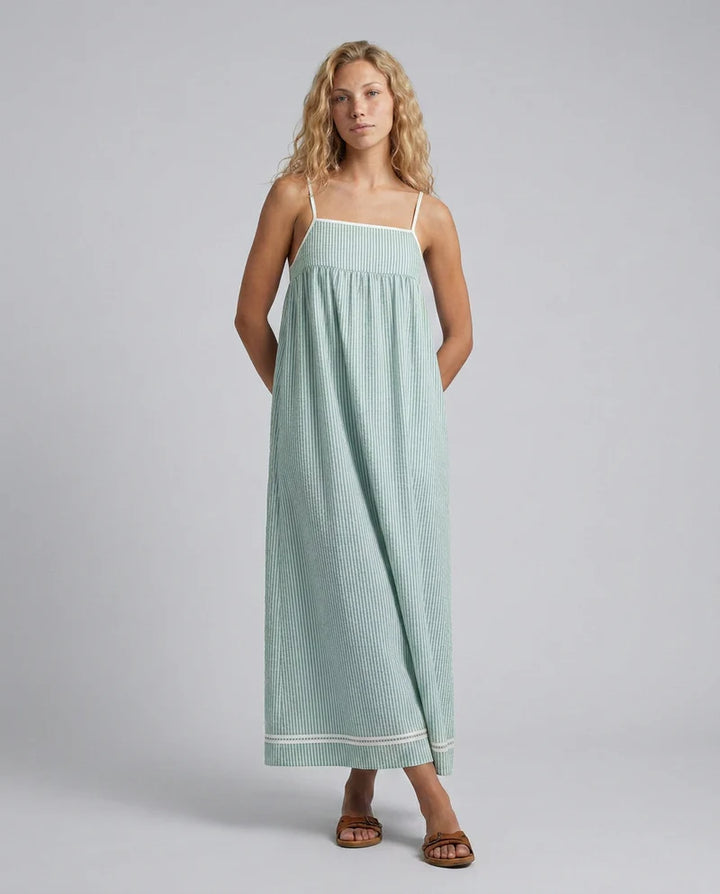 Robe maxi à rayures et bordures contrastées