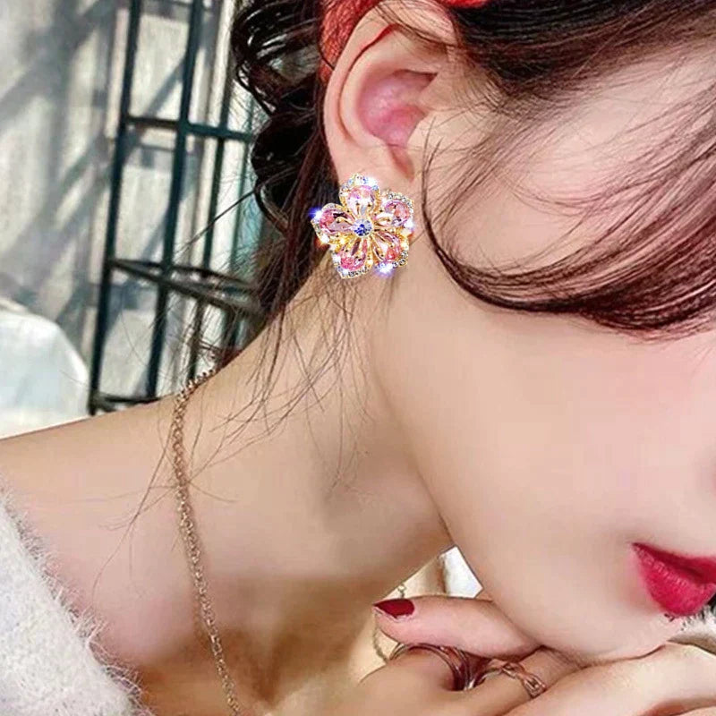 Boucles d'oreilles en Zirconia Multicolore en Argent