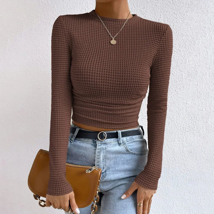 Aansluitende Crop Top Lange Mouwen | Structuur Dames