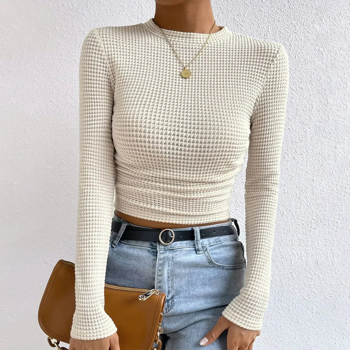 Aansluitende Crop Top Lange Mouwen | Structuur Dames