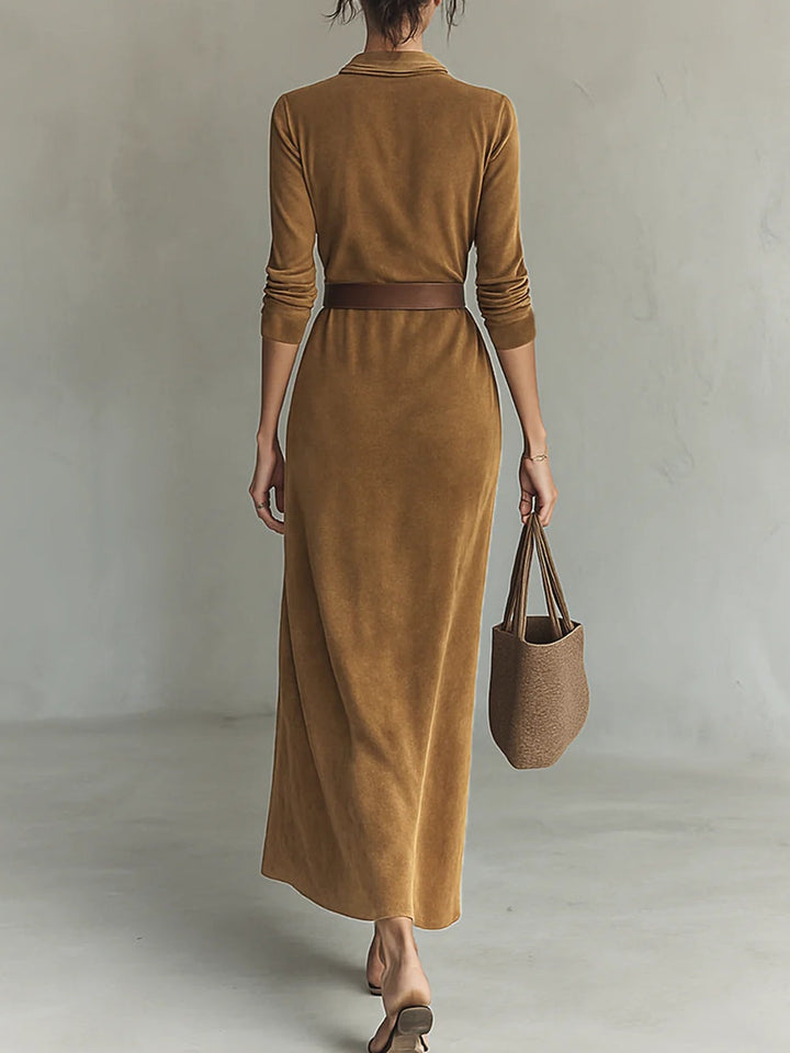 Suede Shirt-style Maxi Dress