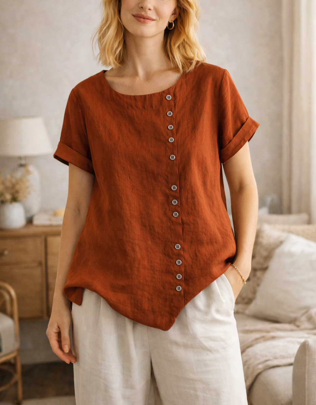 Blouse met Knopen Asymmetrisch | Dames Zomer