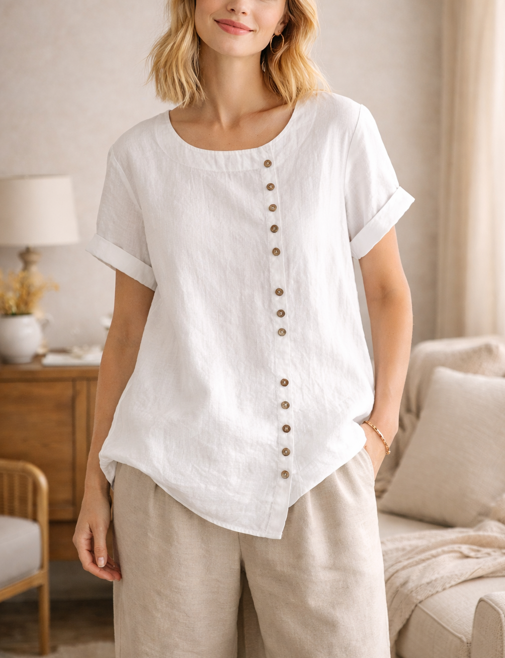 Blouse met Knopen Asymmetrisch | Dames Zomer