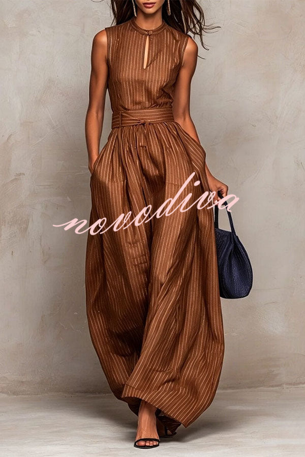 Hermanus Sleeveless Striped Wide Leg Jumpsuit