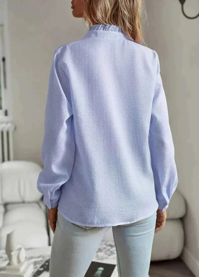 Gestreepte Blouse Dames | Ruches Kraag Feminine
