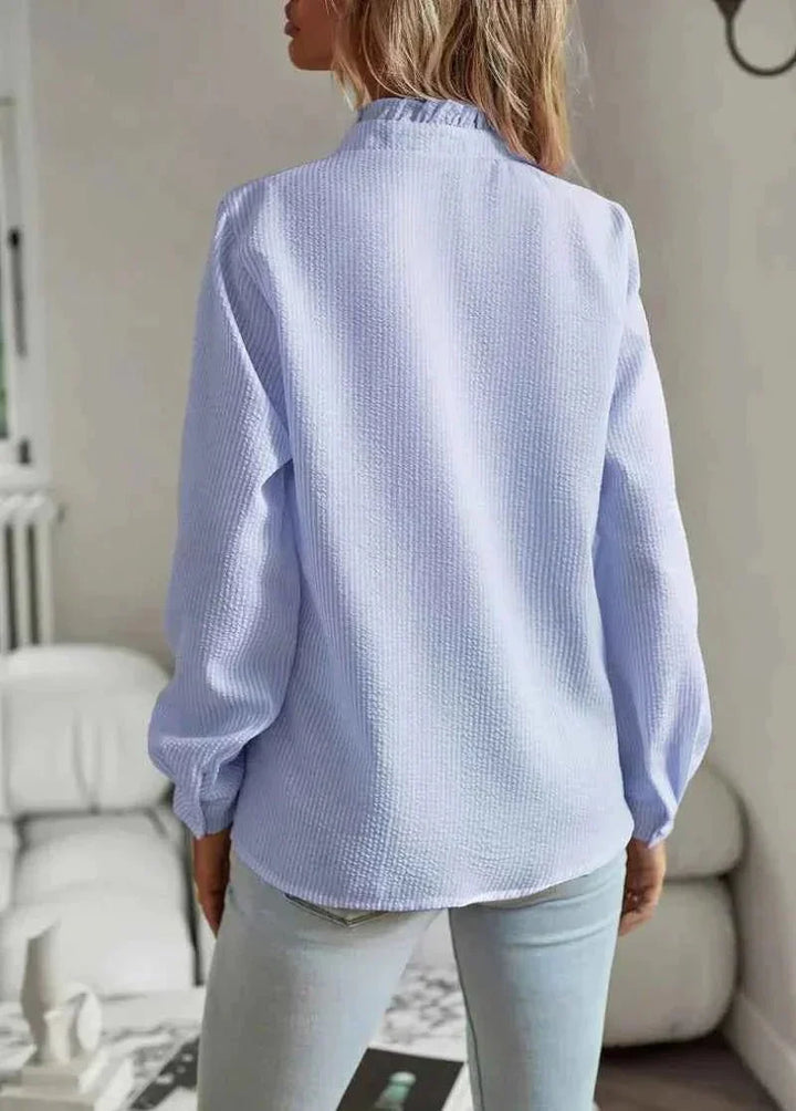Gestreepte Blouse Dames | Ruches Kraag Feminine