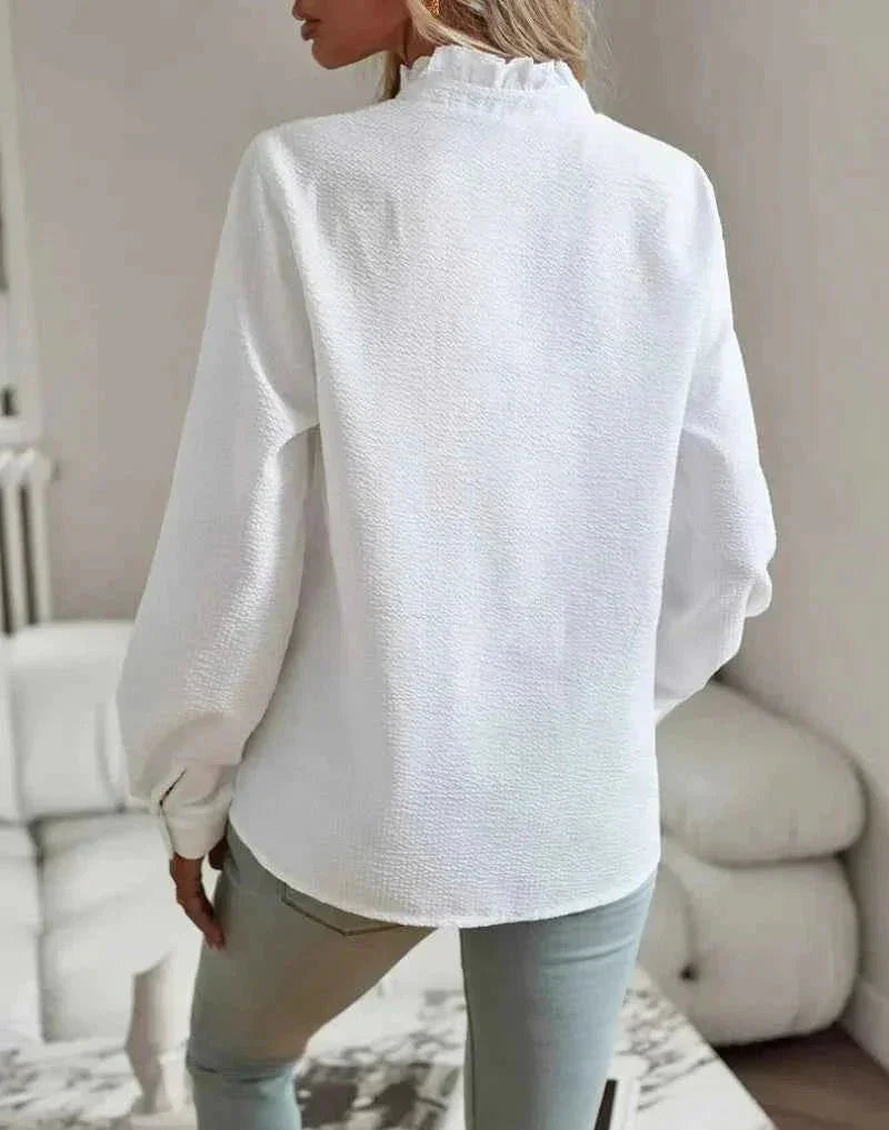 Gestreepte Blouse Dames | Ruches Kraag Feminine