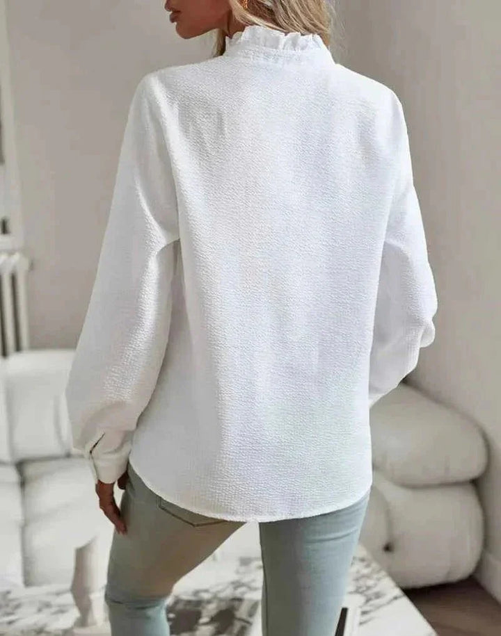 Gestreepte Blouse Dames | Ruches Kraag Feminine