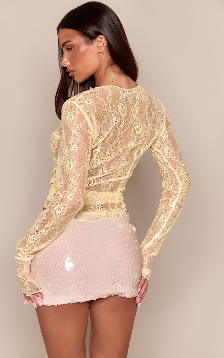 Langarm Top met Fijne Kant voor Avond en Casual