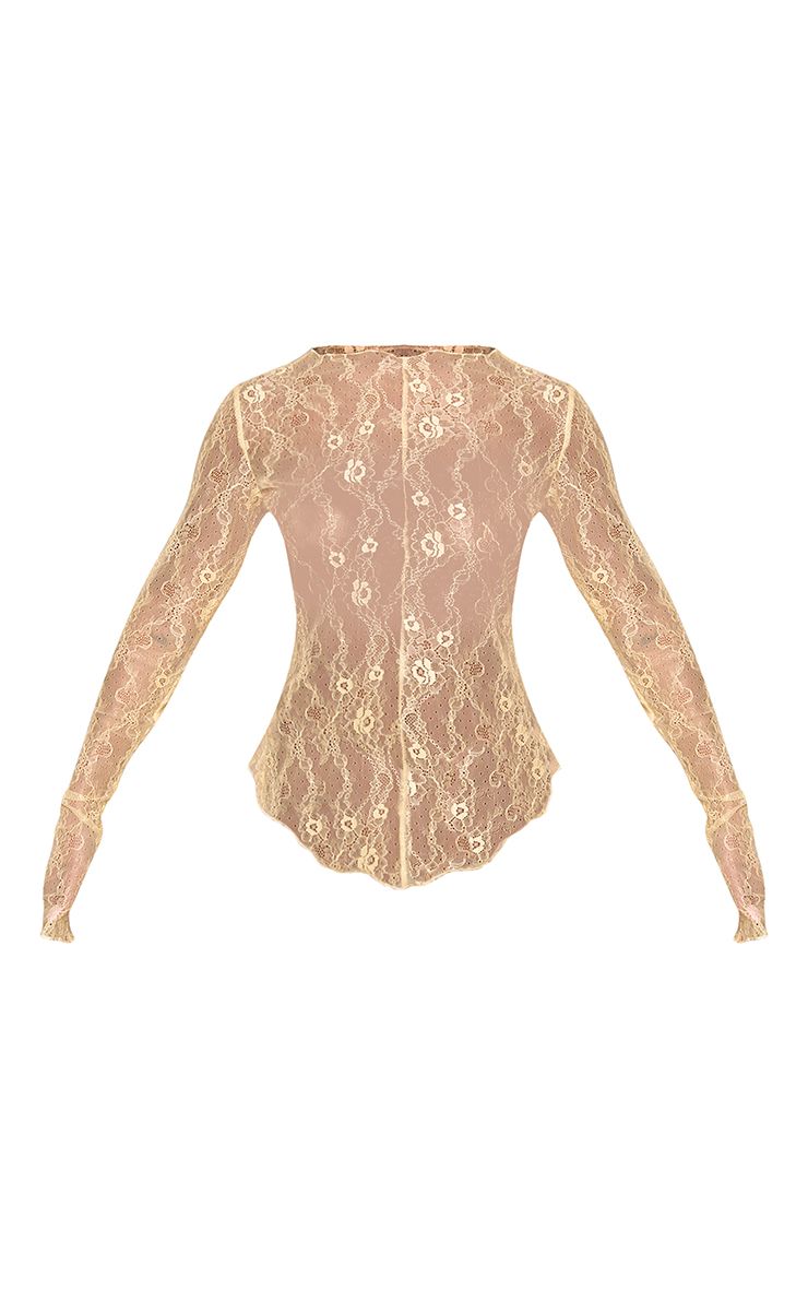 Langarm Top met Fijne Kant voor Avond en Casual